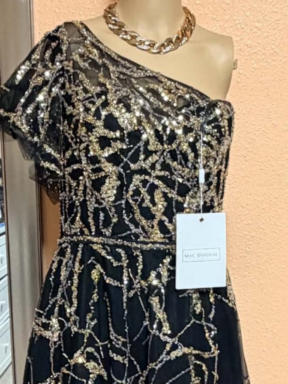 Two Tone One Shoulder A Line Dress By Mac Duggal